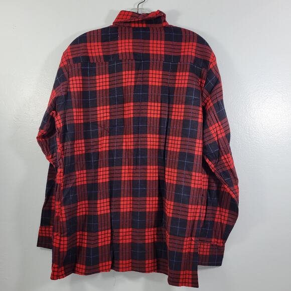 Vintage Saugatuck Dry Goods Red & Navy Plaid Shirt Size M 5922-0449 - Picture 2 of 5